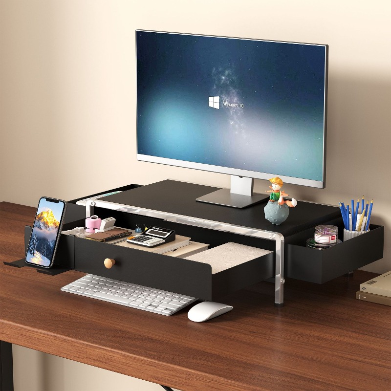 Setup Desk Monitor - ขาตั้งจอคอมพิวเตอร์โลหะแบบปรับระดับได้ พร้อมที่จัดเก็บของบนโต๊ะ สำหรับจัดโต๊ะคอมพิวเตอร์ แล็ปท็อป ที่บ้านและสำนักงาน