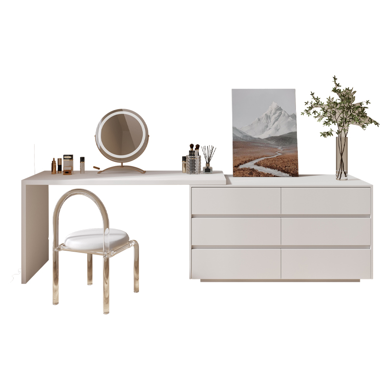 Desk Setup L Shaped - โต๊ะเครื่องแป้งอเนกประสงค์รูปตัว L สำหรับใช้ในบ้าน/สำนักงาน พร้อมกระจกแต่งหน้าและชุดโต๊ะเครื่องแป้ง
