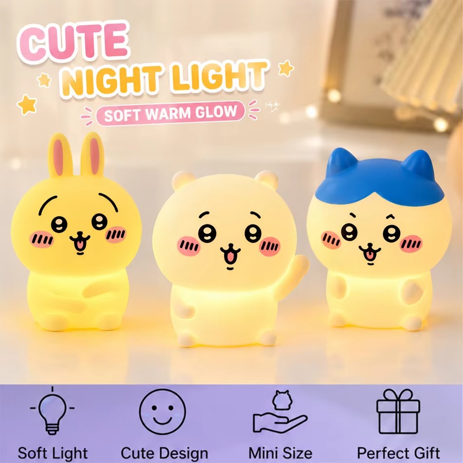 Desk Setup Lamp - โคมไฟกลางคืนลายชิอิคาวะสุดน่ารัก ตุ๊กตาไวนิลลายการ์ตูนฮาจิวาระ อุซางิ เหมาะสำหรับตกแต่งห้องนอนหรือวางบนโต๊ะทำงาน เป็นของขวัญวันเกิดสุดเซอร์ไพรส์